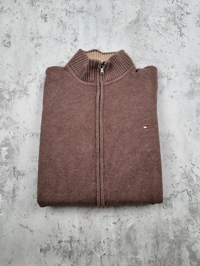 Veste zippée Tommy Hilfiger marron – Taille L Homme (mesures en photos) - photo numéro 2