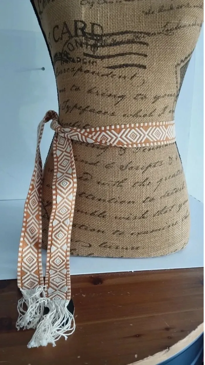 Ceinture tissu souple marron et créme - photo numéro 2