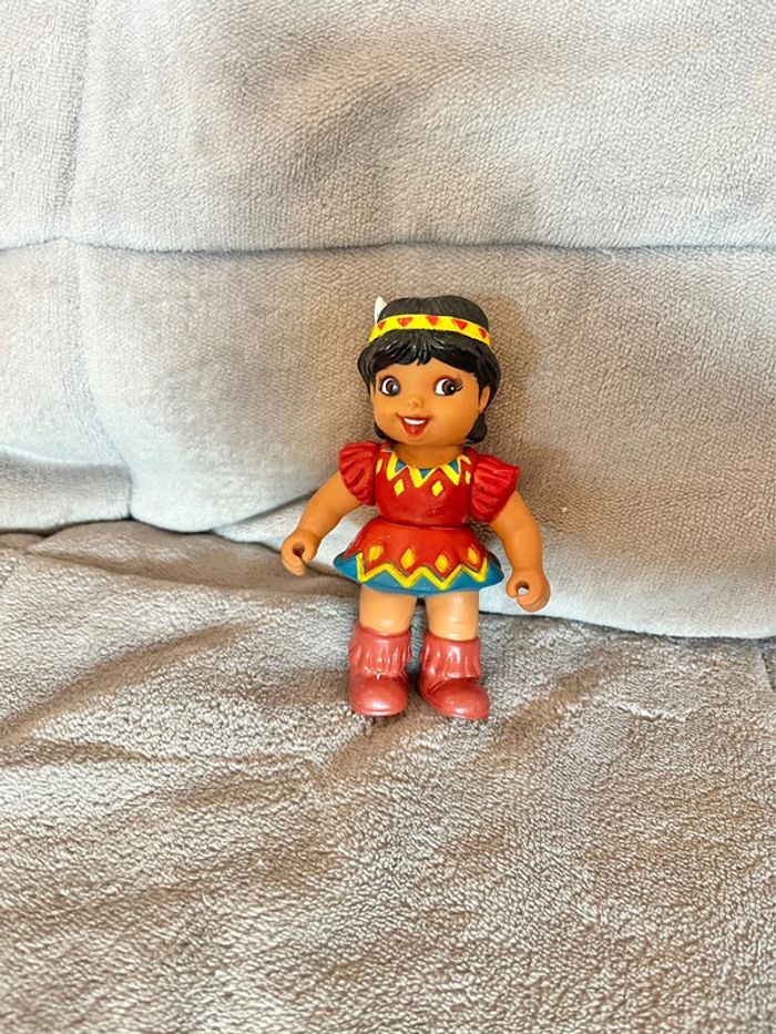Figurine Poupée indienne en caoutchouc vintage 1970 HTL