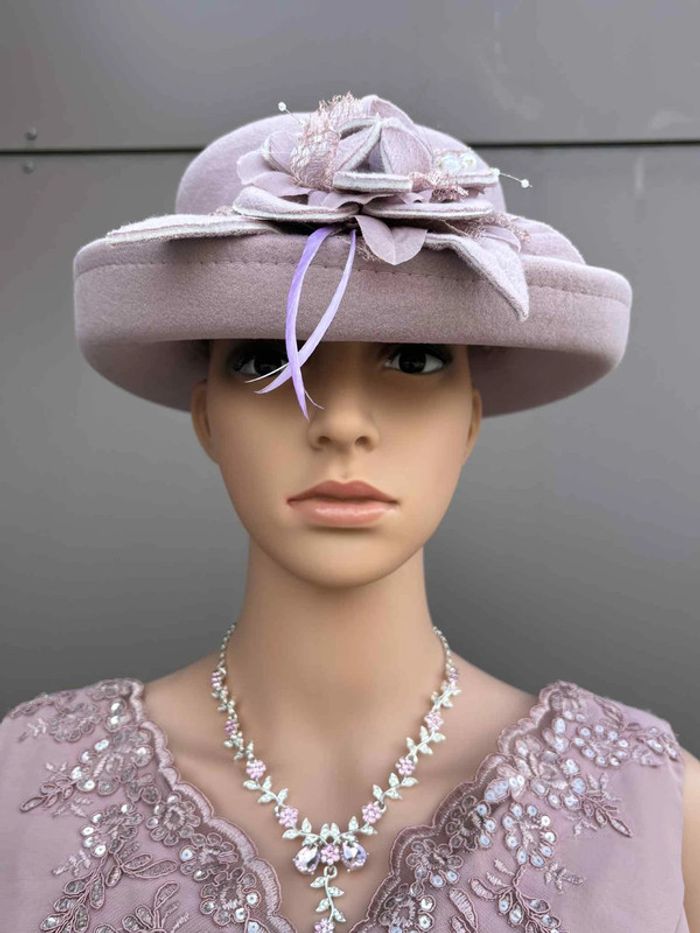 Chapeau élégant en feutrine vieux rose – taille unique réglable - photo numéro 2