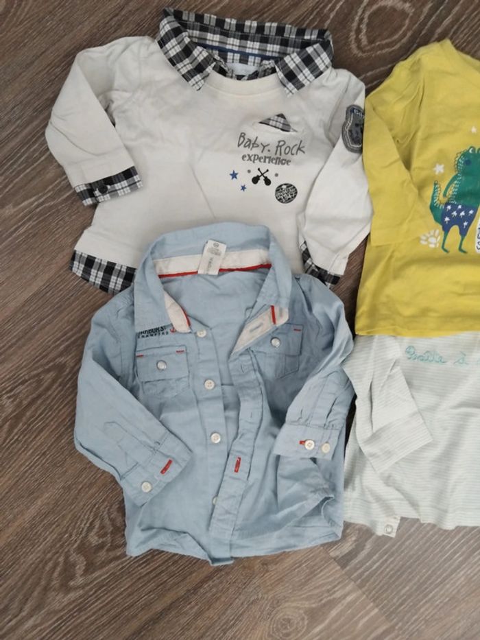 Lot haut manche longue chemise tshirt garçon 6 mois - photo numéro 2
