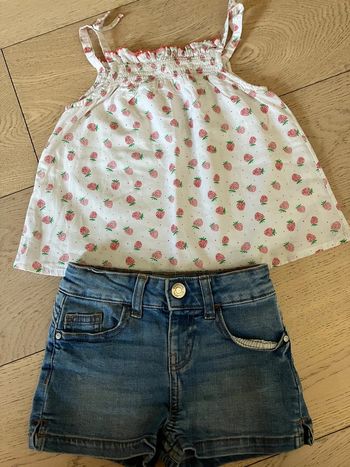 Ensemble blouse à bretelles + short en jeans 2-3ans H&M