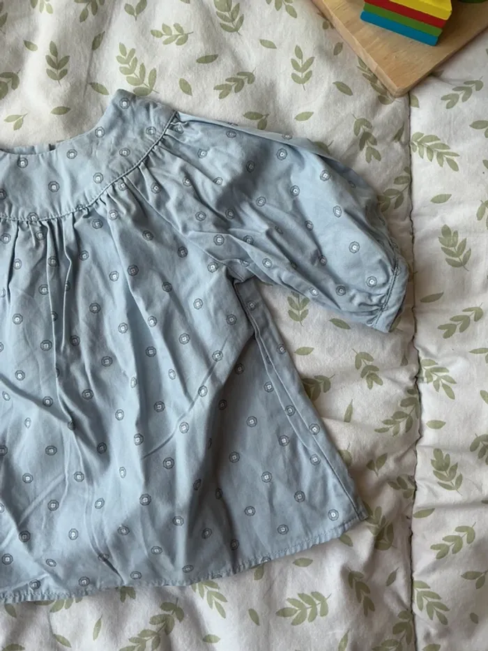 blouse manches 3/4 bleu à motifs 12 mois il était une luciole - photo numéro 4