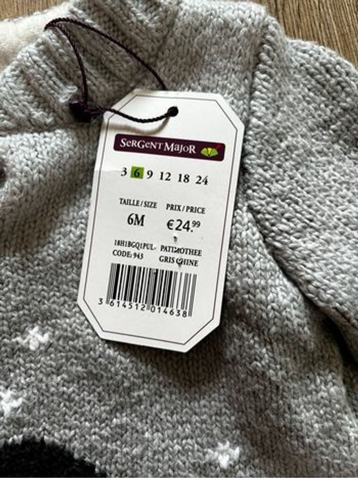 Pull gris bébé mixte Sergent Major 6 mois NEUF 🐧 - photo numéro 2