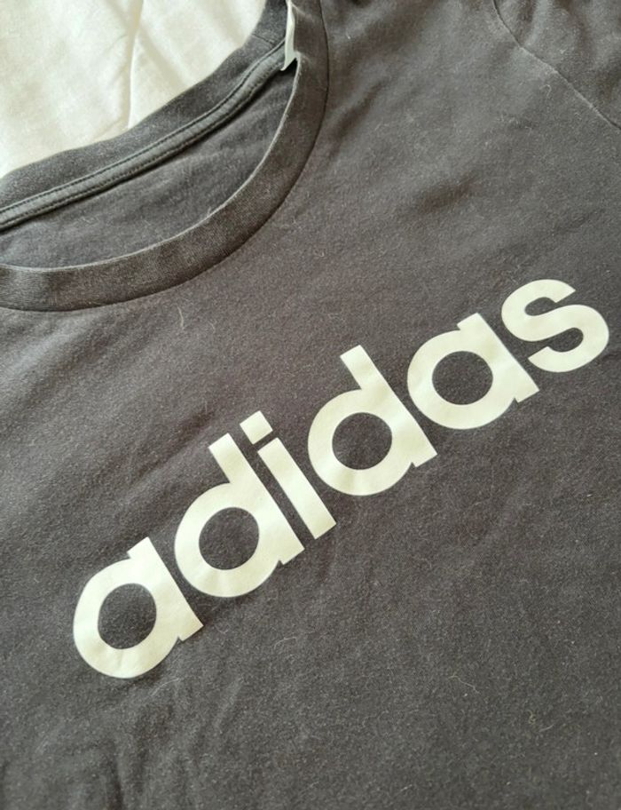 Lot 2 t-shirts Adidas femme S / 36 – noir logo blanc – coton - photo numéro 5