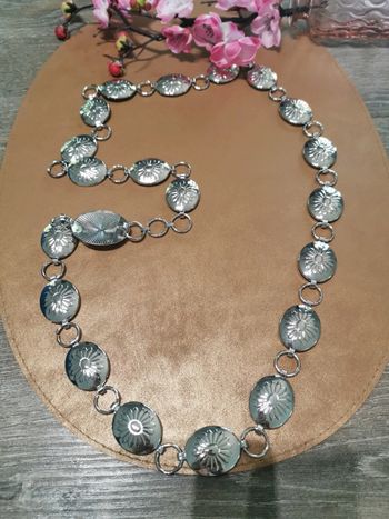 Ceinture Métal femme argenté ovales fleurs