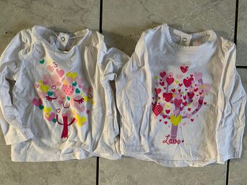 Lot 2 t shirt manches longues fille 12 mois