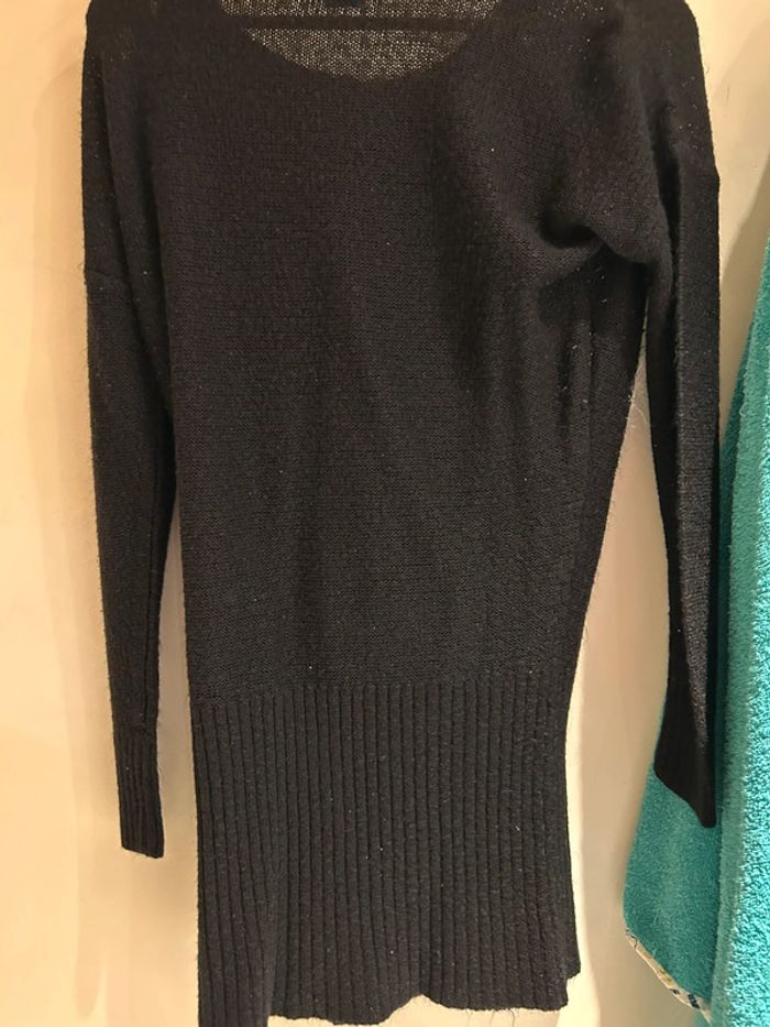 Pull grossesse noir long motifs cœurs blancs – Taille 34/36 - photo numéro 3
