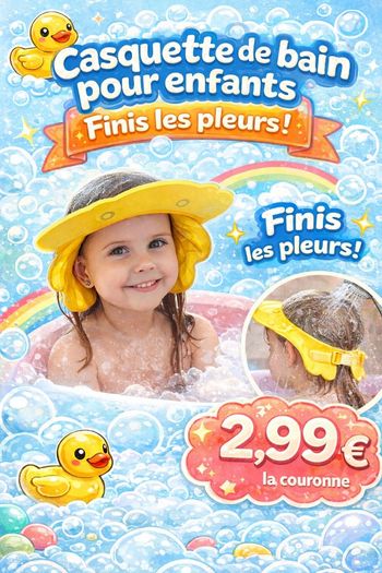 Casquette bain bébé réglable anti eau yeux oreilles 👶💦