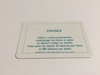 Carte chance endommagé vos huttes jeu de société Monopoly le tour de Gaule d'Astérix Hasbro #A53