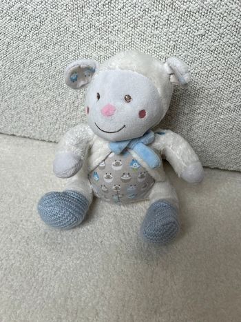 Peluche agneau mouton blanc et bleu Nicotoy