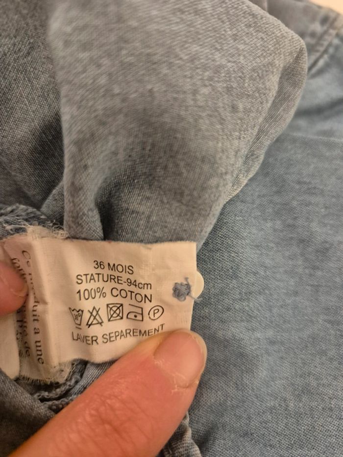 Chemise jean denim Bout'chou 36 mois 94cm 3 ans - photo numéro 4