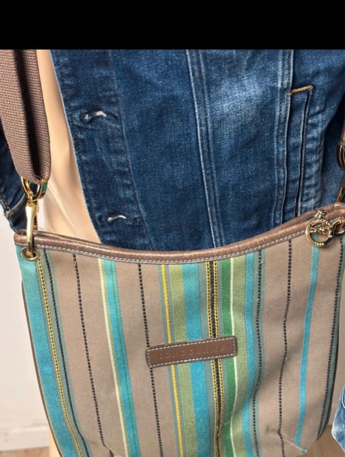 Sac bandoulière Longchamp authentique – Vert turquoise & marron - photo numéro 15