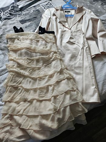 Robe + ensemble jupe blazer rose poudre