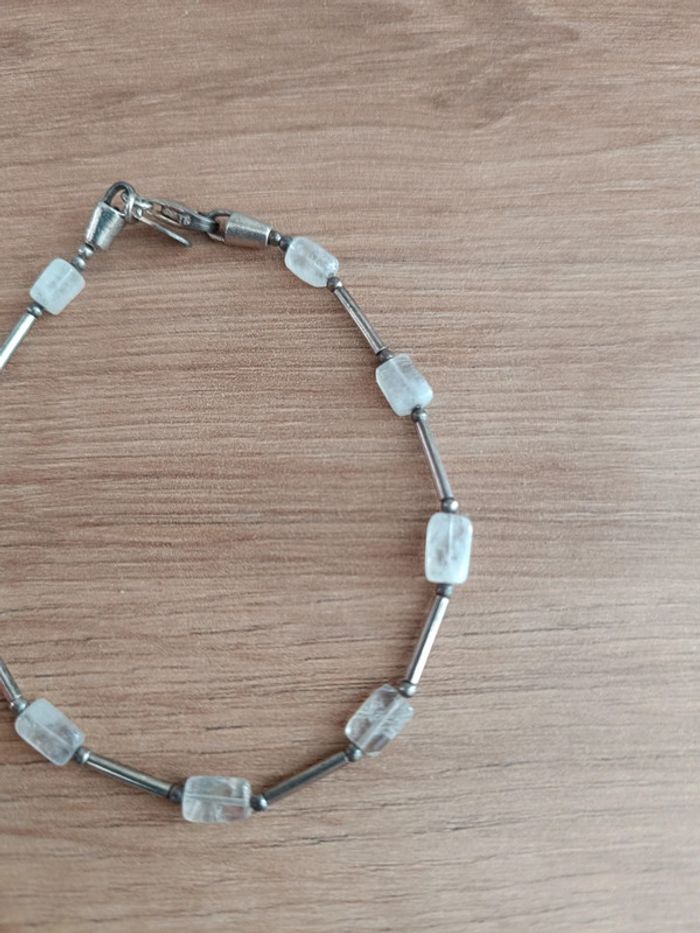 Bracelet argenté et pierre de lune - photo numéro 4