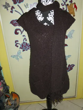 jolie ensemble tunique haut robe + echarpe marron patrice breal 40