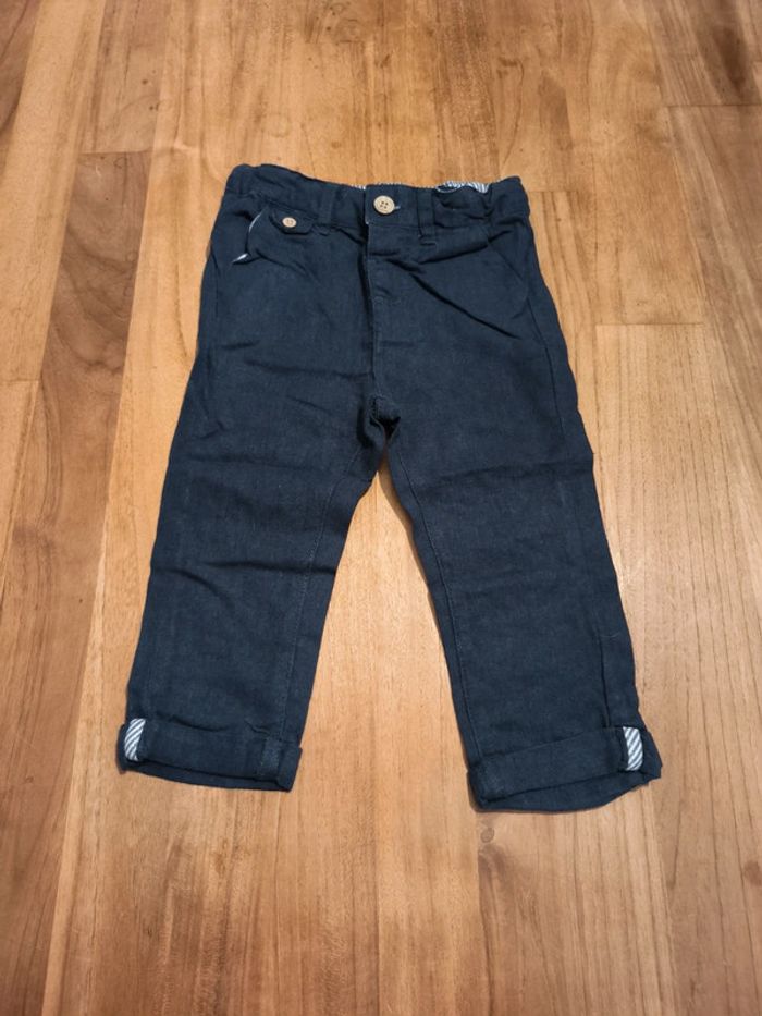 Pantalon en lin Tao 18mois bleu marine