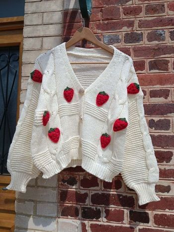 Pull cardigan tricot fraise 40/42