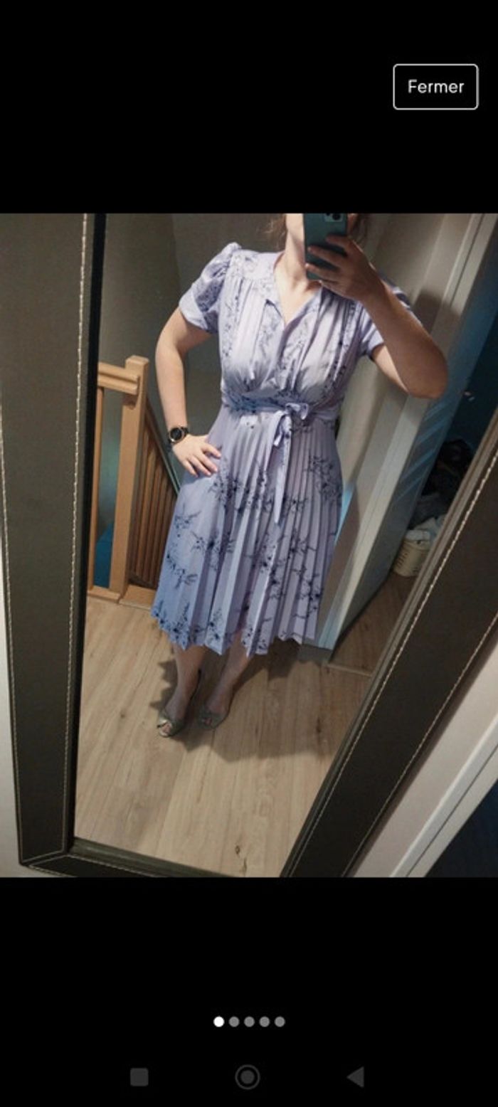 Superbe robe parme mauve taille 42 vintage fait main