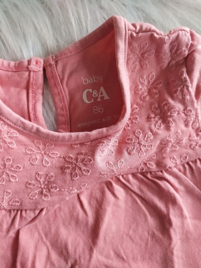 Tee-shirt coton manches courtes avec broderies coloris vieux rose - photo numéro 2