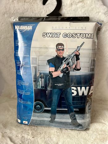 Déguisement veste swat taille XL comprenant gilet, bandeau et coudières