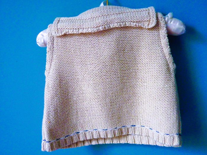 Pull sans manches bébé Garçon Kenzo 12 Mois lin beige bleu TBE maille tricot - photo numéro 2
