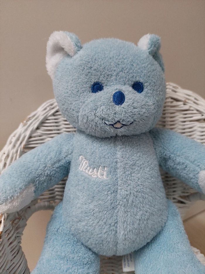 Mustela - peluche doudou ours bleu - photo numéro 2