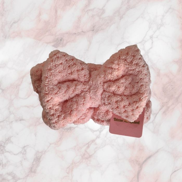 Bandeau rose pour femme - très doux avec nœud pour soins visage - NEUF avec étiquette - photo numéro 3