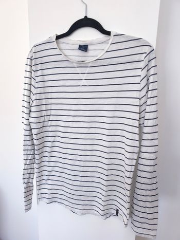 Tee shirt manches longues marinière Springfield blanc