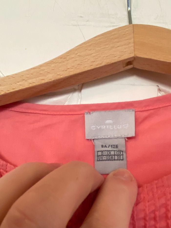 Blouse volantée Cyrillus rose corail taille 8 ans neuve - photo numéro 4