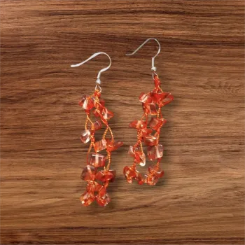 🧡 Boucles d’oreilles pendantes rouge – style bohème / ethnique 🧡