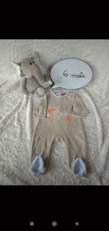 Pyjama grenouillère velours Garçon 6 mois chevalier dragon château Tissaia