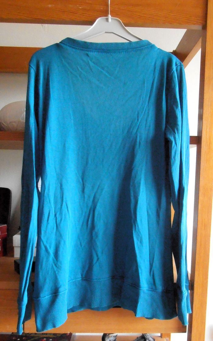 T-shirt bleu femme, Pimkie, taille S 36, manches longues, col V - photo numéro 5