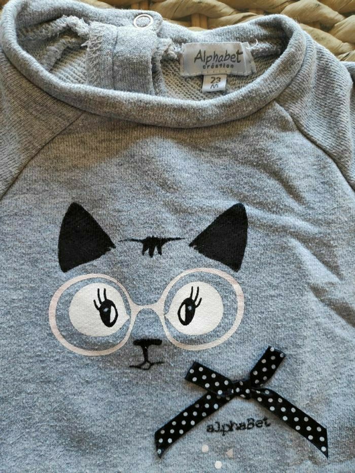 Pull tunique chat gris Alphabet 23 M - photo numéro 2