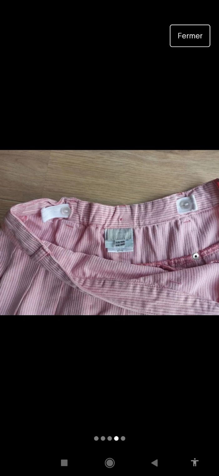 Jupe rayée blanche et rose ajustable élastiques Cyrillus 6 ans - photo numéro 4