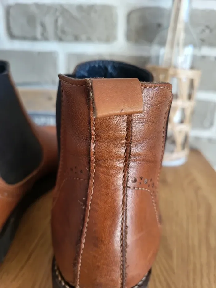 Bottines Chelsea en cuir véritable marron Laif' - photo numéro 12