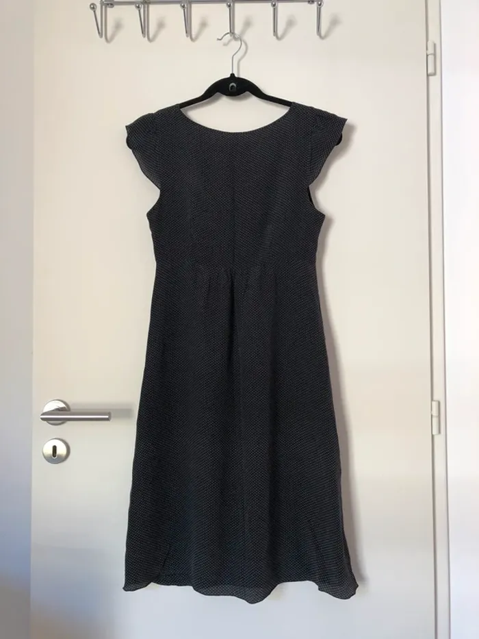 Robe en soie noire à pois Carroll taille 38 - photo numéro 9