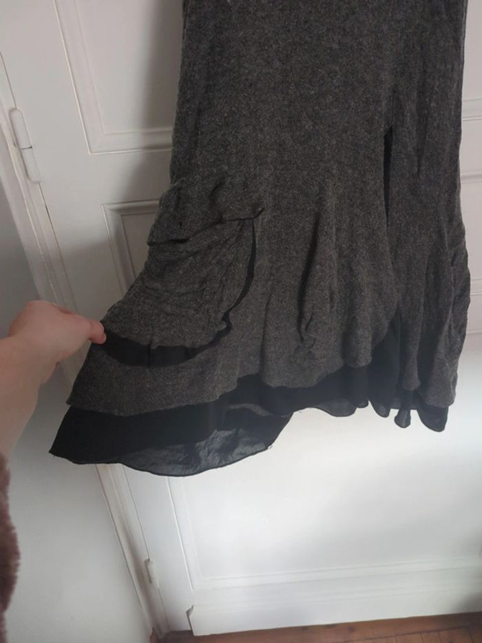 Robe grise noir volant laine 42 - photo numéro 2