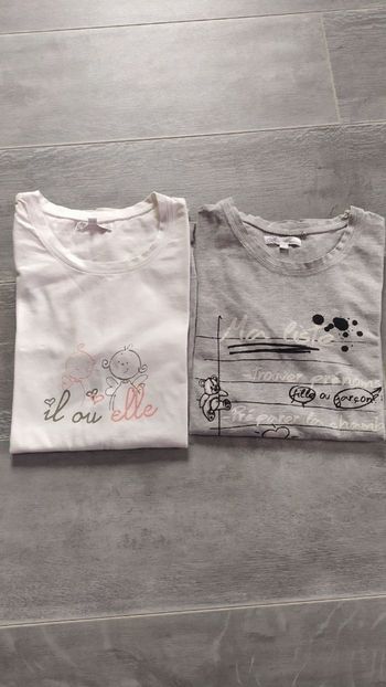 2 t-shirts grossesse en taille S