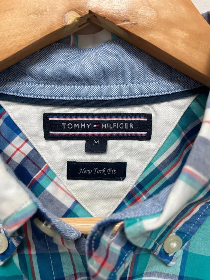 Chemise Tommy Hilfiger à manches longues checkered shirt blue Mens M - photo numéro 5