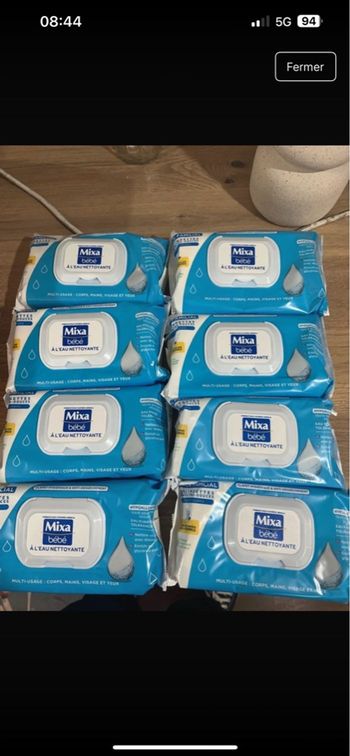 Lot 8 paquet lingette mixa bébé neuf
