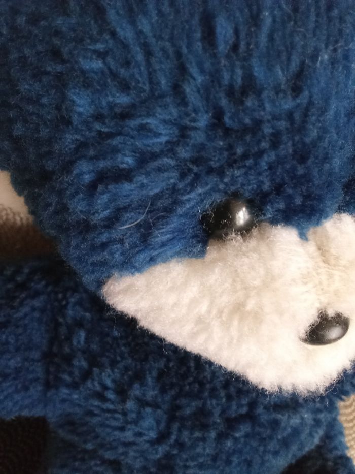 Peluche ours Boulgom doudou  bicolore bleu foncé bleu marine et blanc  d'occasion  peluche utilisée truffe  nez blanc Boulgom - photo numéro 8