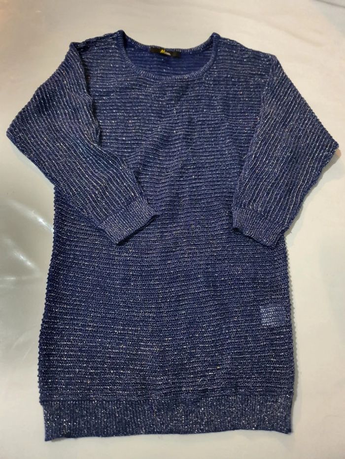 Pull bleu pailleté taille XS