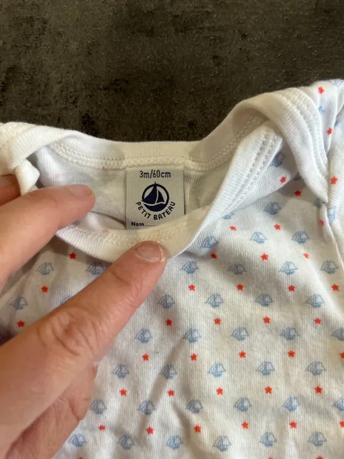 Lot de 3 bodys manches courtes bébé garçon, petit bateau 3 mois - photo numéro 5