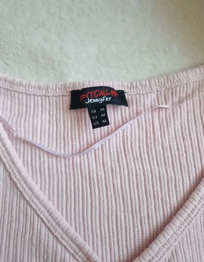 🌸 Haut rose côtelé - Taille 38 - Jennyfer - 🌸 - photo numéro 4