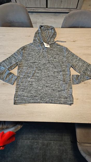 Pull léger à capuche, gris chiné, Up2Fashion, neuf, taille M/L