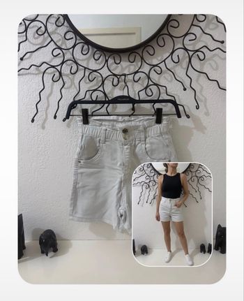 Short en Jean Blanc Taille Haute Hello Miss - Taille 34 (XS)