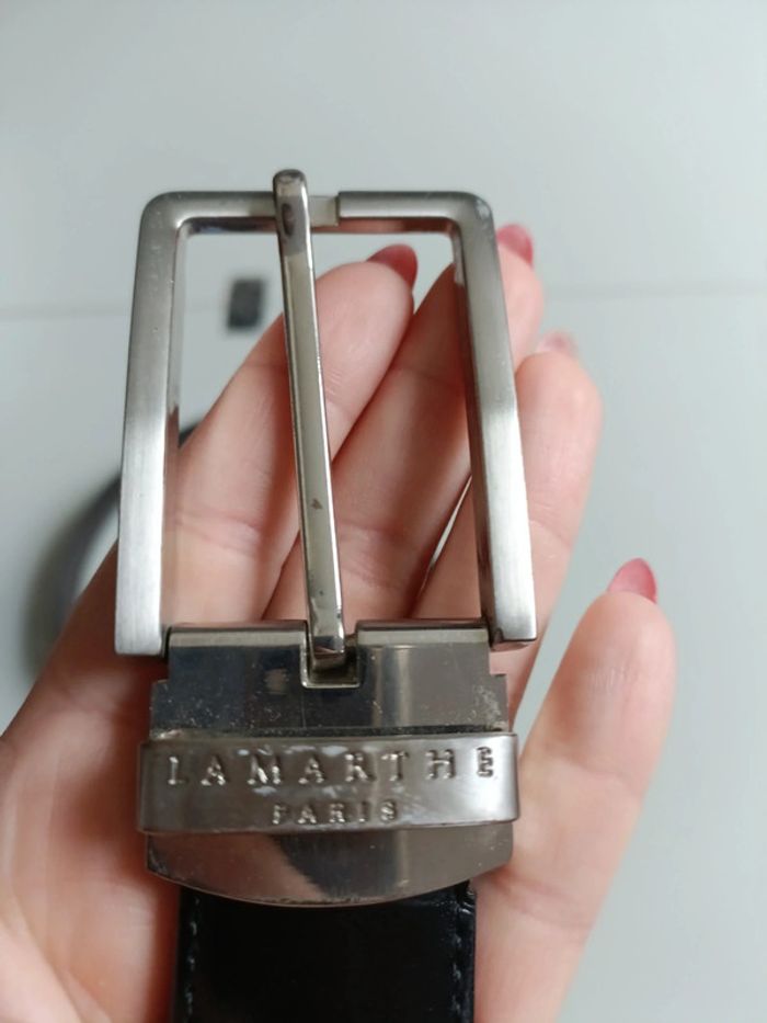 Ceinture en cuir doublé noir lamarthe paris - photo numéro 4