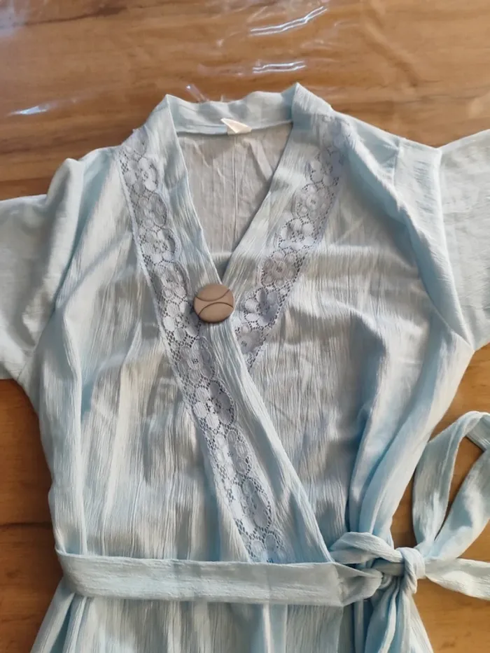 Peignoir Bleu Clair, Taille M - Confort Doux et Enveloppant ! - photo numéro 5