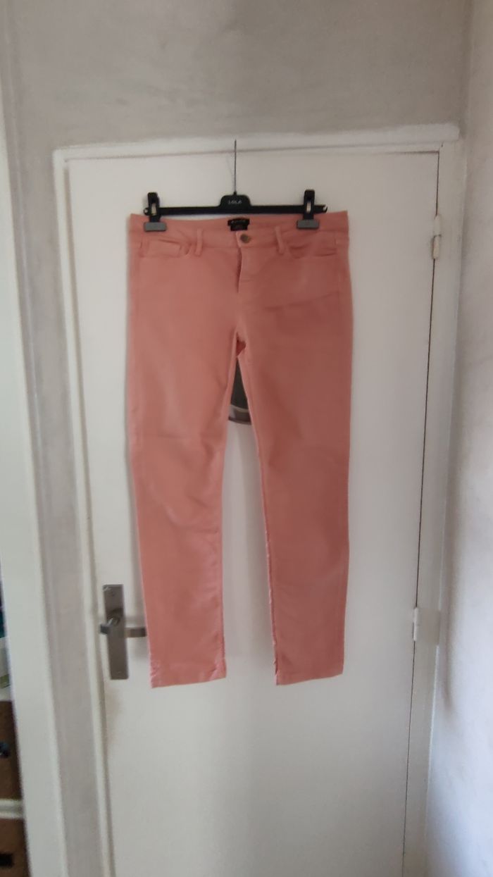 Pantalon femme jeans slim fit marque Massimo Dutti taille 42 couleur saumon - photo numéro 5